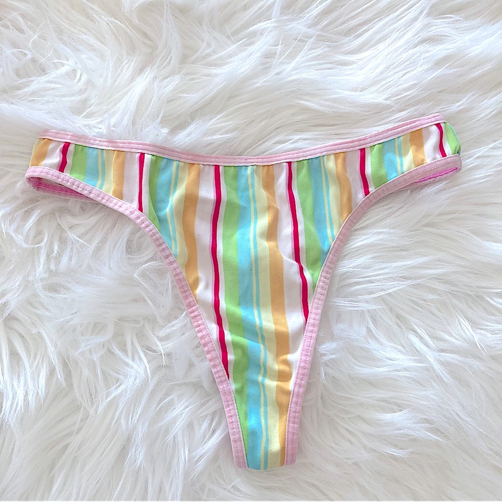 Women’s Swim Striped Bikini Bottom Thong